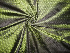 Silk Brocade Fabric Black &amp; Green 44&quot;