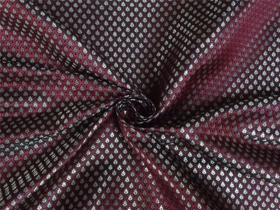 BROCADE MAROON BLACK X METALLIC GOLD COLOR 44&quot;INCH
