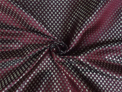 BROCADE MAROON BLACK X METALLIC GOLD COLOR 44&quot;INCH