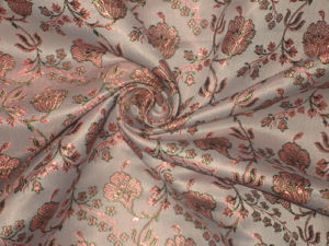 Silk Brocade fabric Grey, Coral & Green Color 44" wide BRO64[3]