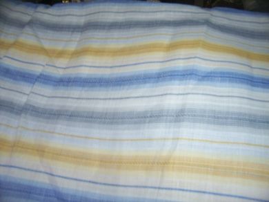 100% Linen Yellow with Blue stripe Fabric ~ 58&quot; wide