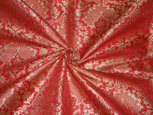 Heavy Silk Brocade Fabric Blood Red X Metallic Gold Color 36" wide BRO512[2]