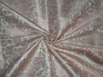 Heavy Silk Brocade Fabric Pink, White X Metallic Gold Color 36" wide BRO512[4]