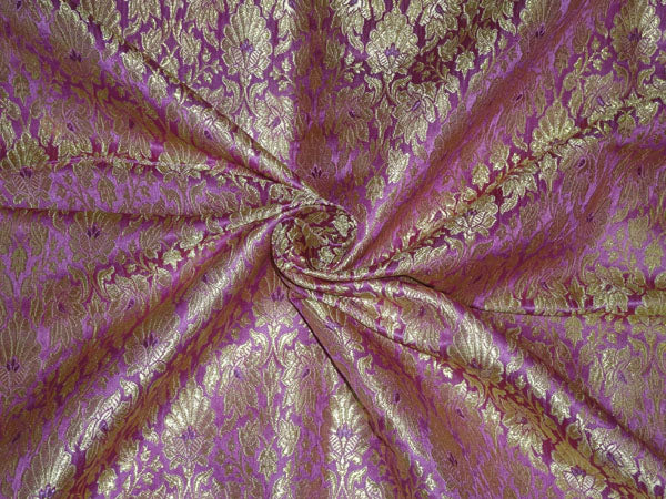 Heavy Silk Brocade Fabric Pink X Metallic Gold Color 36" WIDE BRO513[2]