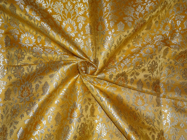 Heavy Silk Brocade Fabric Mustard X Metallic Gold Color 36" wide BRO515[2]