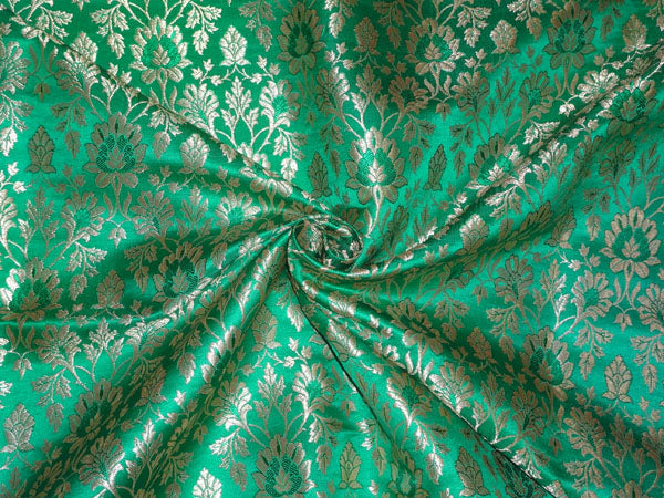 Heavy Silk Brocade Green X Metallic Gold Color 36" WIDE BRO507[1]