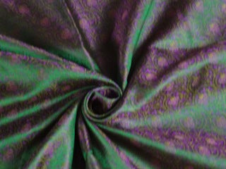 SILK BROCADE FABRIC Fushia Pink/Purple,Golden Brown & Green 44" wide BRO209[7]