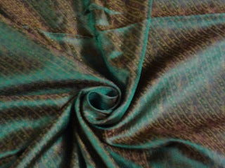 SILK BROCADE FABRIC Dark Red, Light Gold & Green 44" WIDE BRO209[3]