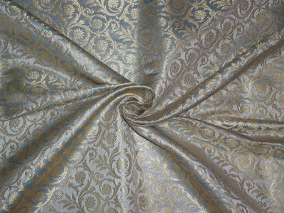 Heavy Silk Brocade Fabric Grey x Metallic Gold Color 36" WIDE BRO518[1]