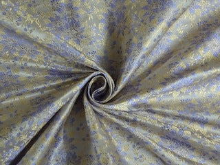 SILK BROCADE FABRIC Light Lavender & Light Gold 44" wide BRO210[3]