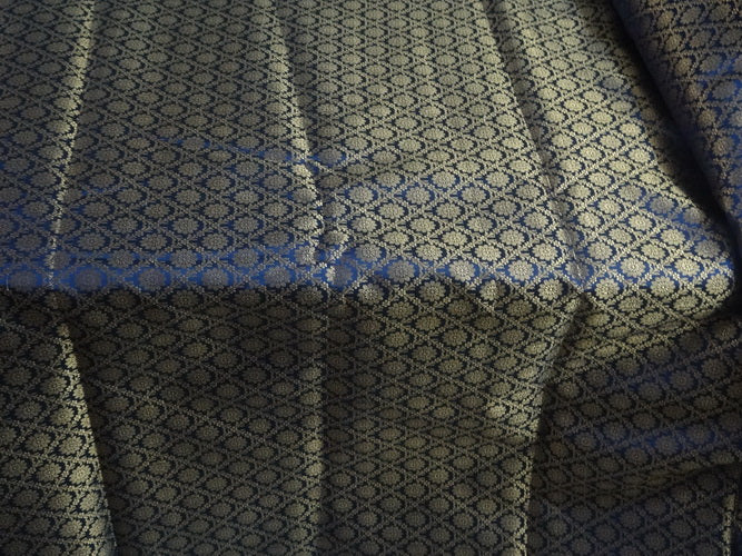 Faux Silk Brocade Fabric PURPLE COLOR mettalic motifs
