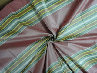 Pure Silk Taffeta Fabric Multi colour w/ Satin Stripes 54&quot; wide