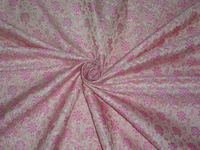 Silk Brocade Fabric Peach, Pink x Ivory Color 44" WIDE BRO523[5]