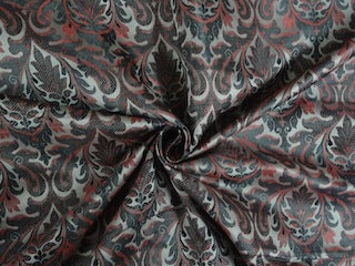 Silk Brocade Fabric Red,Grey & Black color 44" wide BRO213[1]