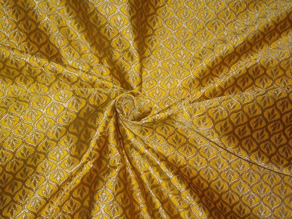 Brocade Fabric Mango Yellow x Gold Color 48" WIDE BRO524[4]