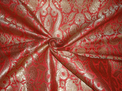 Heavy Silk Brocade Fabric Red x Metallic Gold Color 36" WIDE BRO516[1]