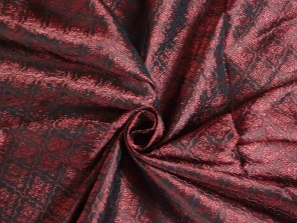 SILK BROCADE FABRIC RED & Black 44" wide BRO218[6]