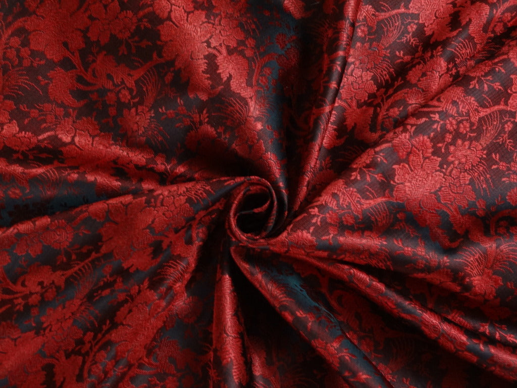Silk Brocade Red &amp; Black Color 44&quot;