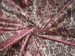 SILK BROCADE vestment FABRIC Aubergine wine,Dusty Camel & Black color 44" wide BRO225[1]