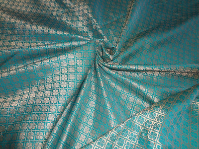 Brocade Peacock green x metallic Gold Color 44&quot;BRO553[4]