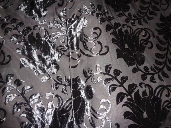 Black Devore Polyester Viscose Burnout Velvet fabric ~ 44&quot; wide [399]