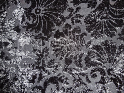 Black Devore Polyester Viscose Burnout Velvet fabric ~ 44&quot; wide