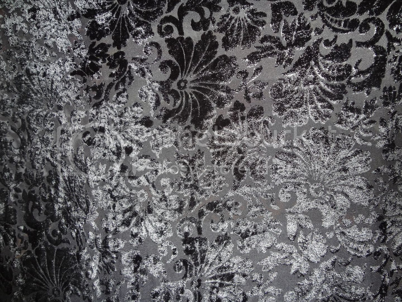 Black Devore Polyester Viscose Burnout Velvet fabric ~ 44&quot; wide