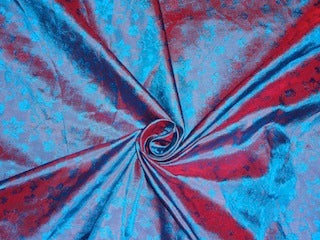 spun Silk Brocade fabric Iridescent Blue Red Color 44" BRO227[1]