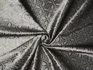 Silk Brocade fabric Steel Silver Grey & Ivory Color 44" wide BRO227[4]