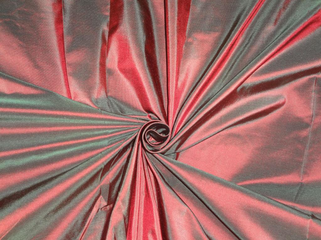 100% Pure SILK TAFFETA FABRIC Iridescent Orange x Green color 54" wide TAF200[1]