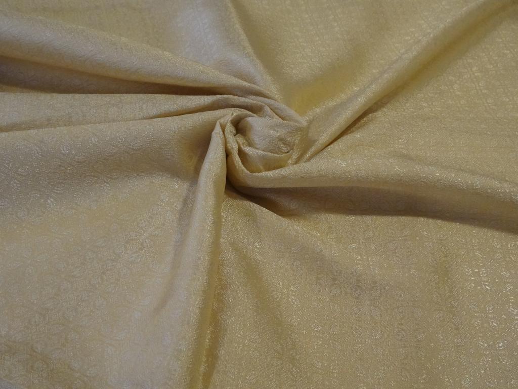 Spun Silk Brocade Fabric Cream color 44" wide BRO455