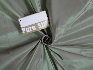 100% Pure SILK TAFFETA FABRIC Dusty Green color TAF20