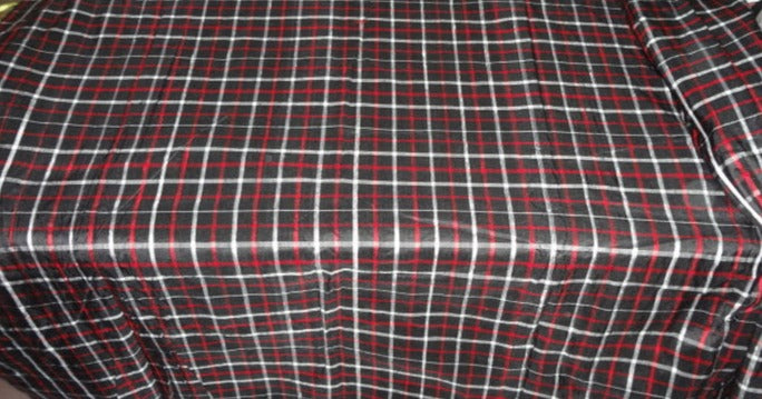 100% Pure Silk Black, Red & White Color Plaids fabric 44" wide DUP#C72 [4849]