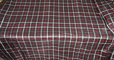 100% Pure Silk Black, Red & White Color Plaids fabric 44" wide DUP#C72 [4849]