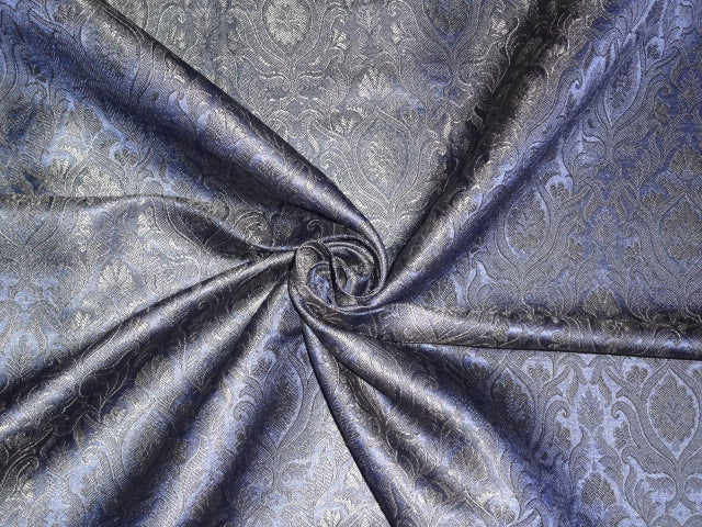 Silk Brocade Fabric Navy Blue & Black color 44" WIDE BRO305[1]