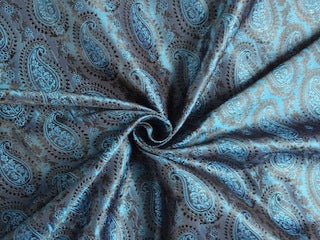 SILK BROCADE FABRIC Blue & Black color 44" widee BRO233[1] 1.10 yards single length