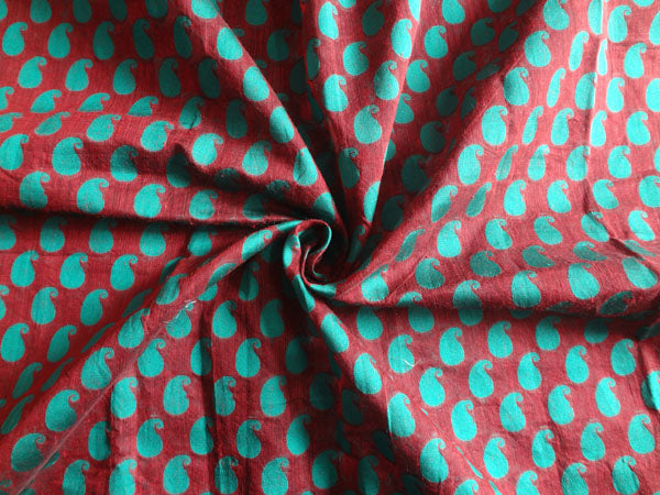 Brocade fabric Sheer Red X Green 44&quot;Cut Pcs 3.25 yrd