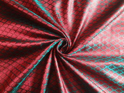 Brocade fabric Greeny Blue X Red 44&quot;Cut Pcs 5.40 yrd
