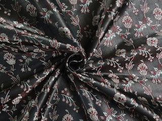 Silk Brocade Fabric Black, Gold & Wine Red 44" wide BRO131[2]