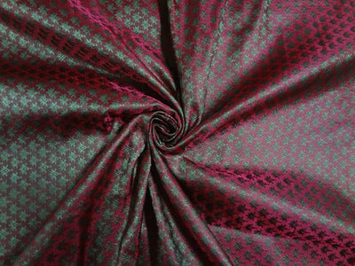 BROCADE FABRIC RED X GREEN COLOR 44&quot;CUT PCS 2.35YRD