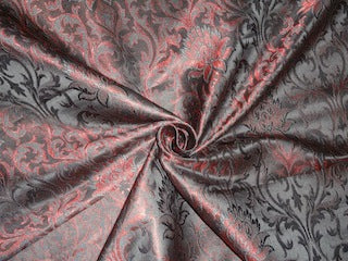 Silk Brocade fabric Metallic Red & Black color 44" wide BRO236[5]