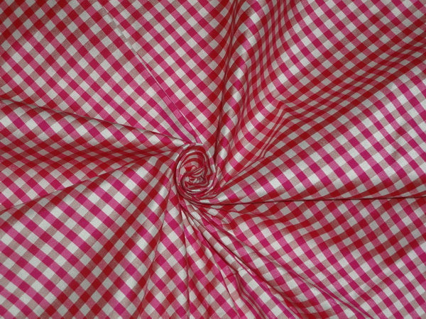 silk dupioni plaids 54" wide 5 mm x 5 mm-pink/brown Pkt C 67/1