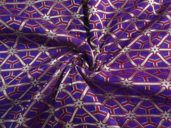 BROCADE FABRIC PURPLE. RED X METALLIC GOLD 44&quot;CUT PCS1.85 YRD