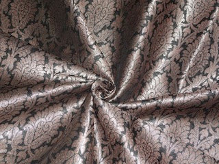 Pure Silk Brocade fabric Black & Metallic Dull Gold 44" wide BRO242[4]