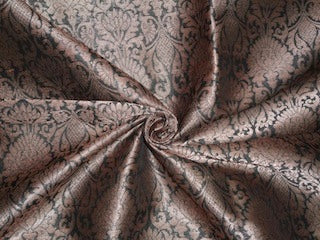 Silk Brocade fabric Black &amp; Metallic Golden Bronze 44&quot; BRO 242[5] single length 1.30 yards