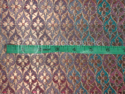 Pretty Silk Brocade Fabric Iridescent Blue,Pink &amp; Metallic Gold color