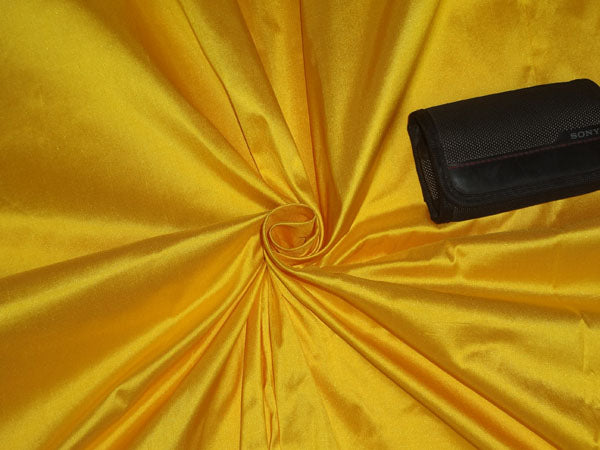 100% PURE SILK DUPION FABRIC SUNSET BRIGHT YELLOW colour 54" wide PKT210