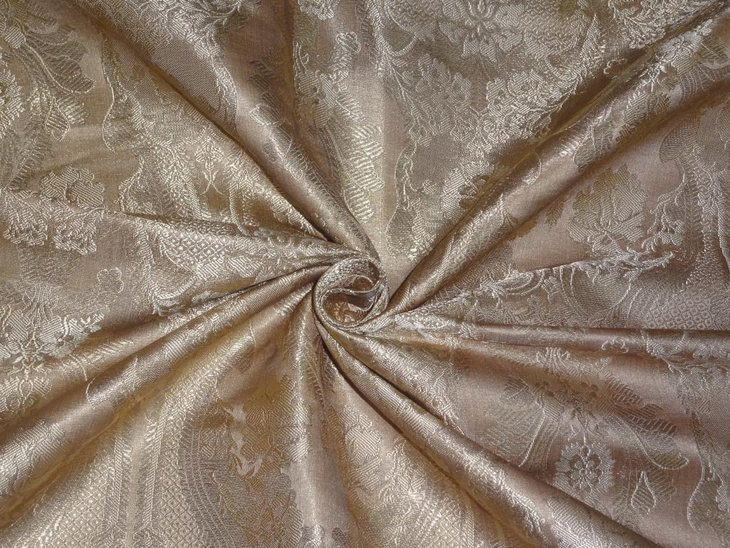 Silk Brocade fabric Metallic Gold & Gold Color 44" wide BRO167[4]