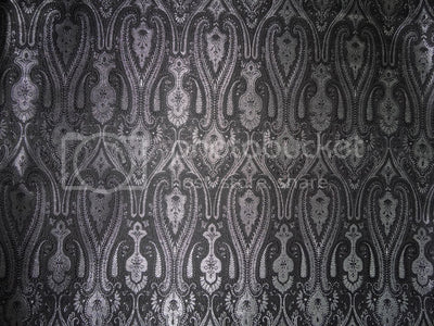 SILK BROCADE FABRIC Black & Metallic Silver color