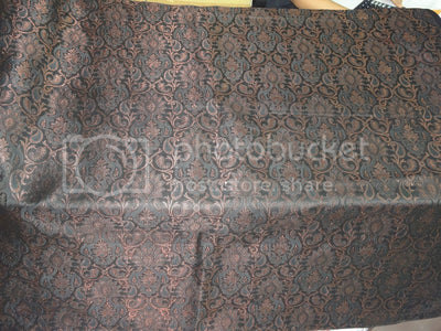 SILK BROCADE FABRIC Black & Metallic Bronze color